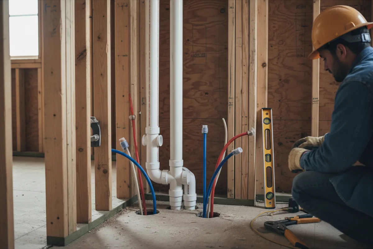 Drain and supply rough-in during Drain Cleaning in Taylors