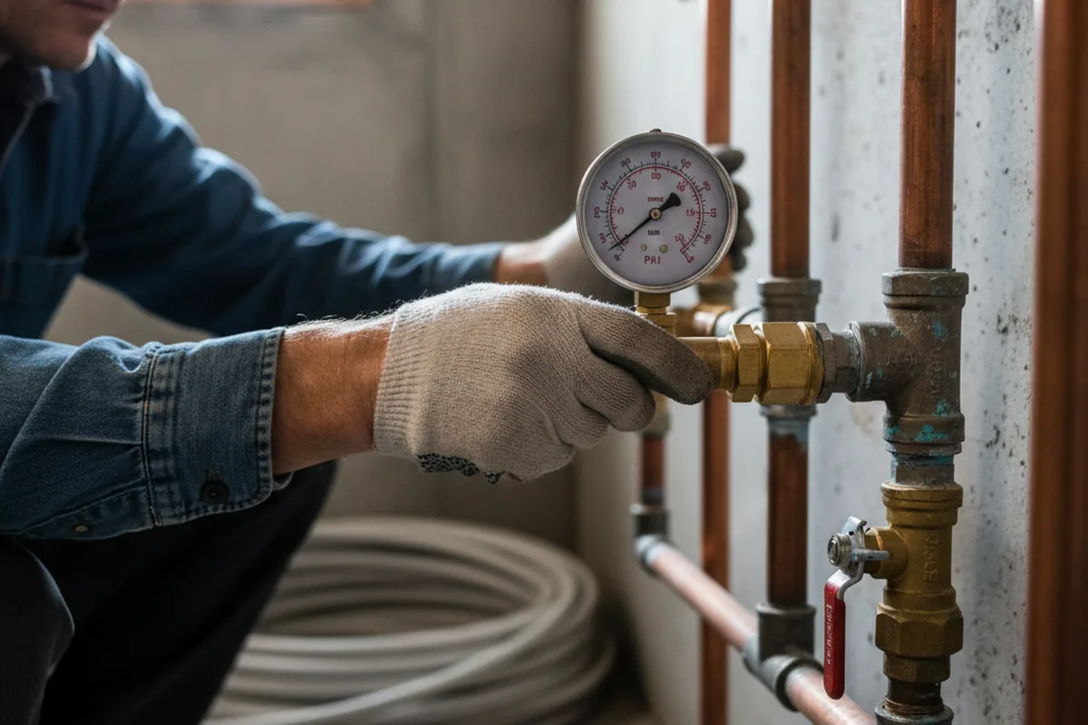 Pressure testing a repaired line during Water Line Repair in Taylors
