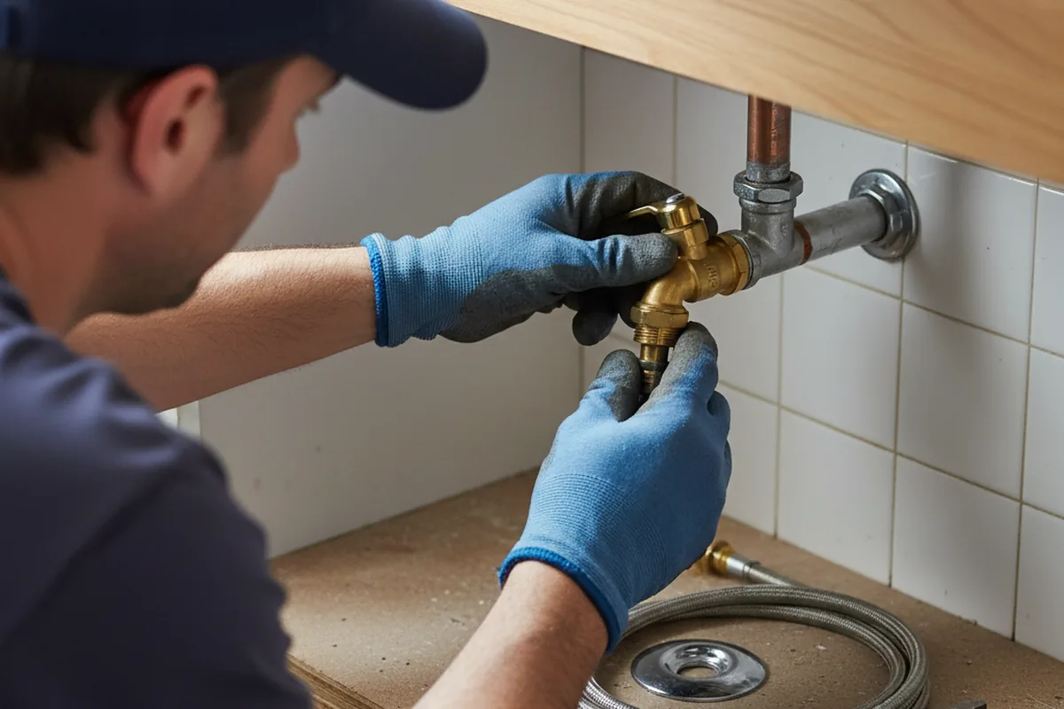 Shutoff valve and fitting work during Burst Pipe Repair in Taylors